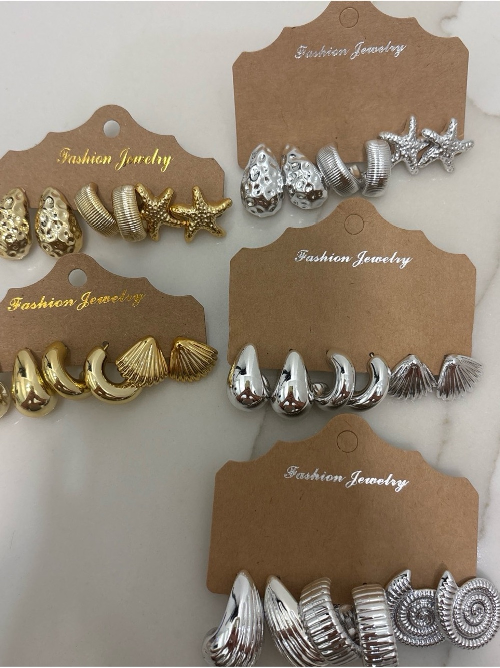Gold and Silver Stud Earring Sets